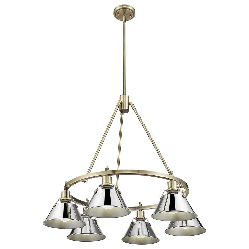 Golden Lighting Orwell 6-Light Chandelier with Chrome Shade in Aged Brass, , large