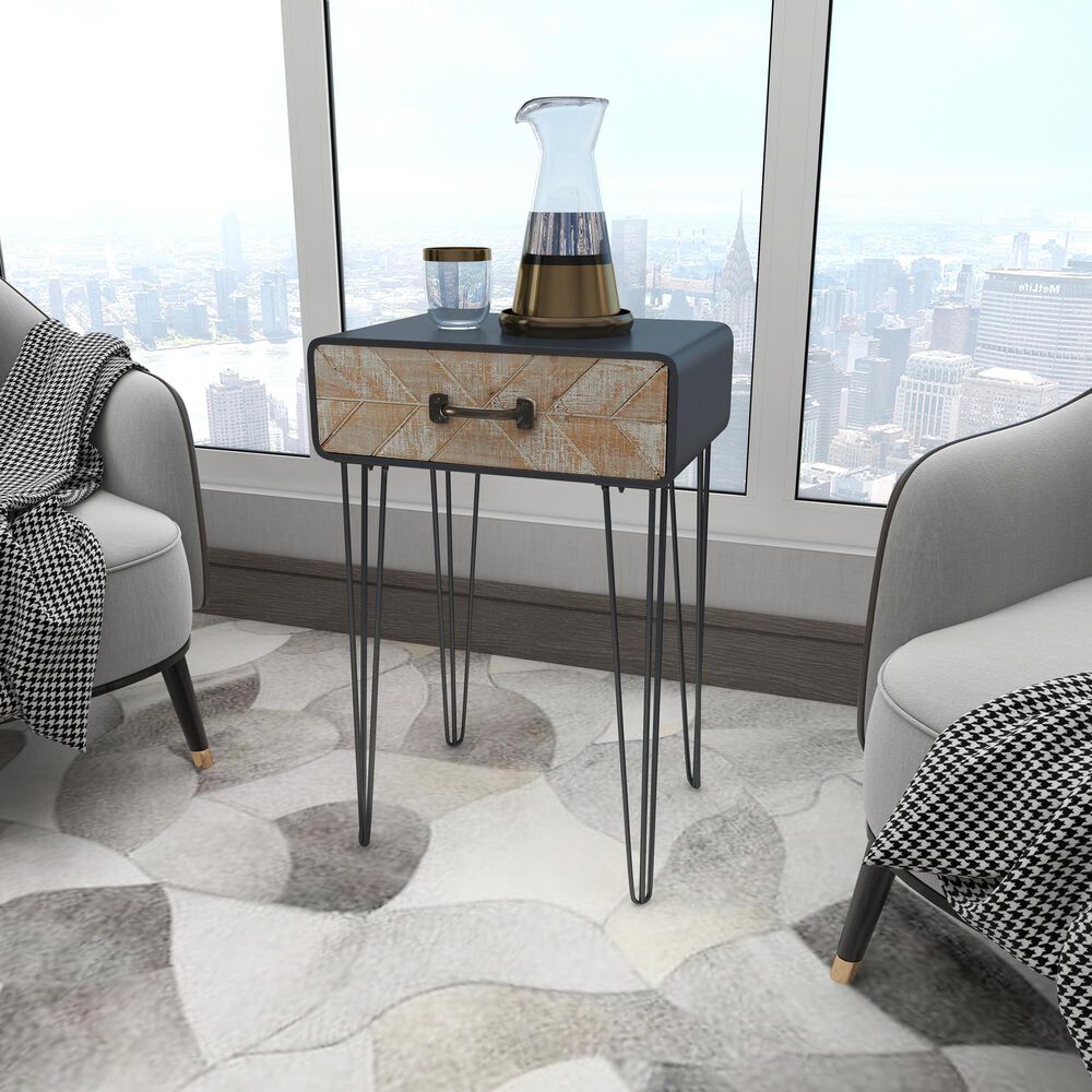 Uma Enterprises Modern Accent Table in Black, Brown and Gray, , large