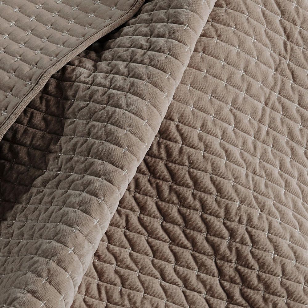 Levtex Velvet Stitch 50" x 60" Quilted Throw in Cocoa, , large