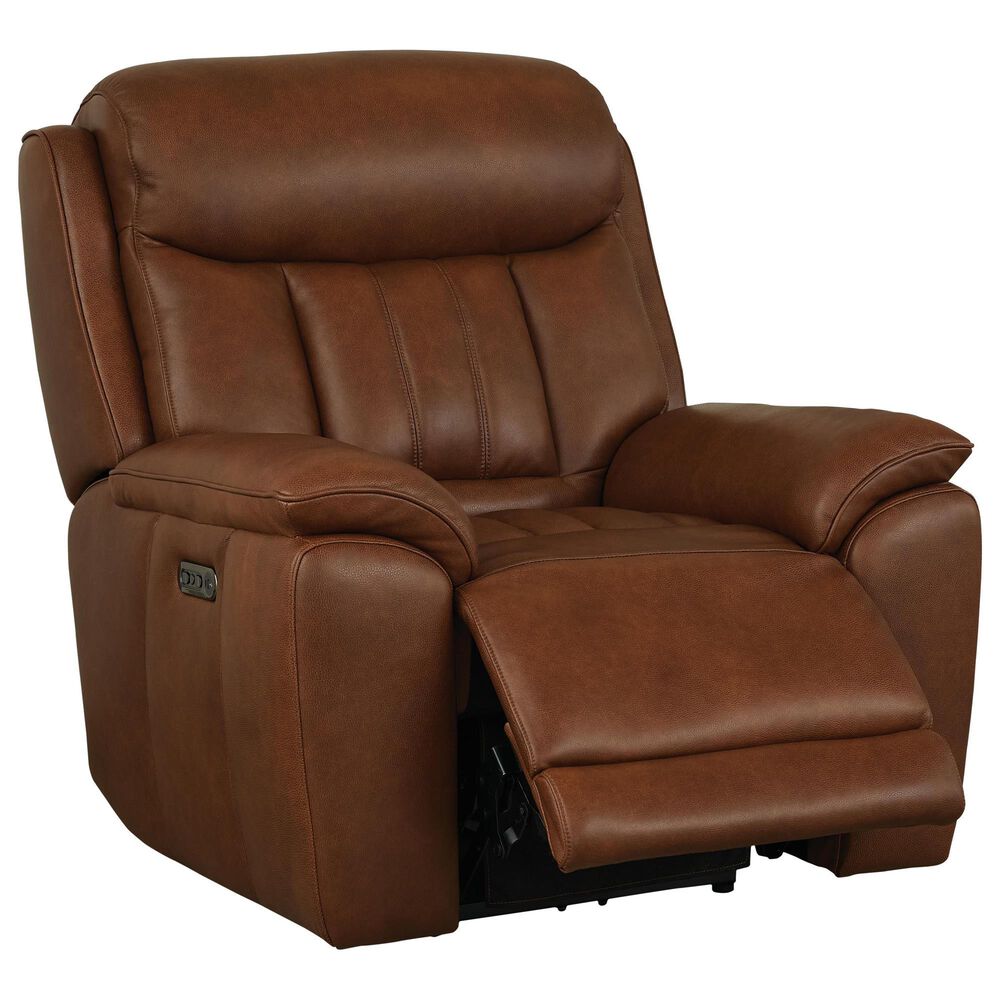 Bassett Benson Leather Power Recliner in Tuscan Caf, , large