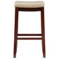 Linon Home Decor Claridge Bar Stool with Beige Cushion in Dark Brown, , large