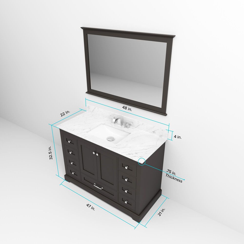 Lexora Home Dukes 48&quot; Single Bathroom Vanity in Espresso with 2 cm White Quartz Top and Rectangular Sink, , large