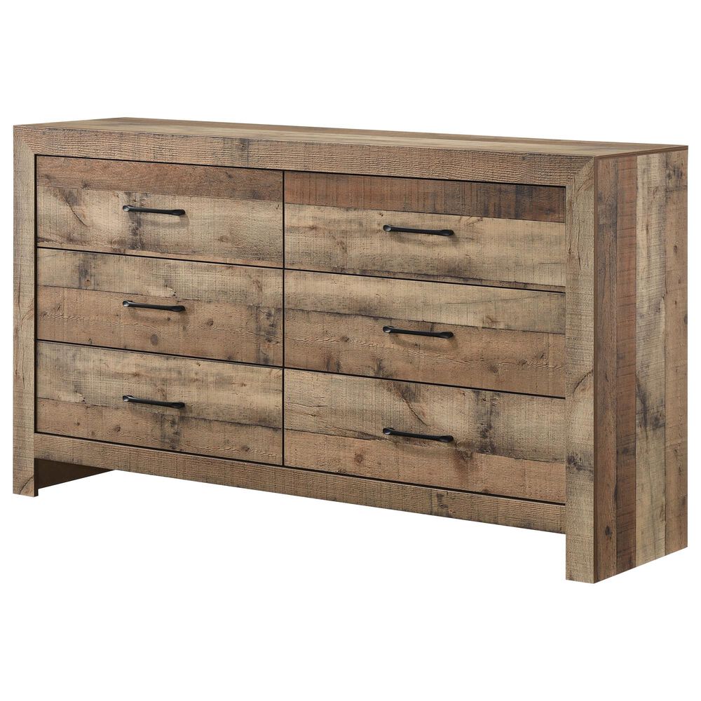 Crown Mark Elmer 5 Piece Queen Bedroom Set with Two Nightstands in Rustic Brown, , large