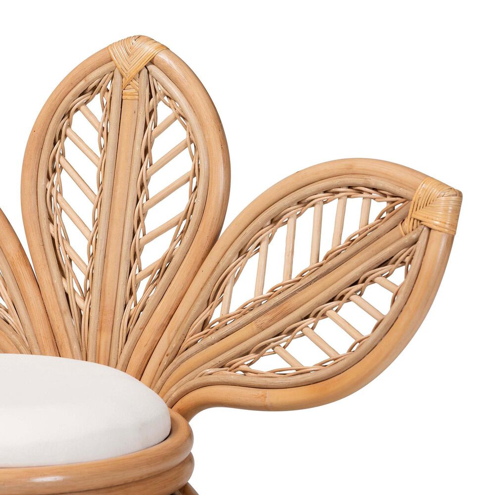 Baxton Studio Gresham Accent Chair with Natural Brown Rattan in White, , large