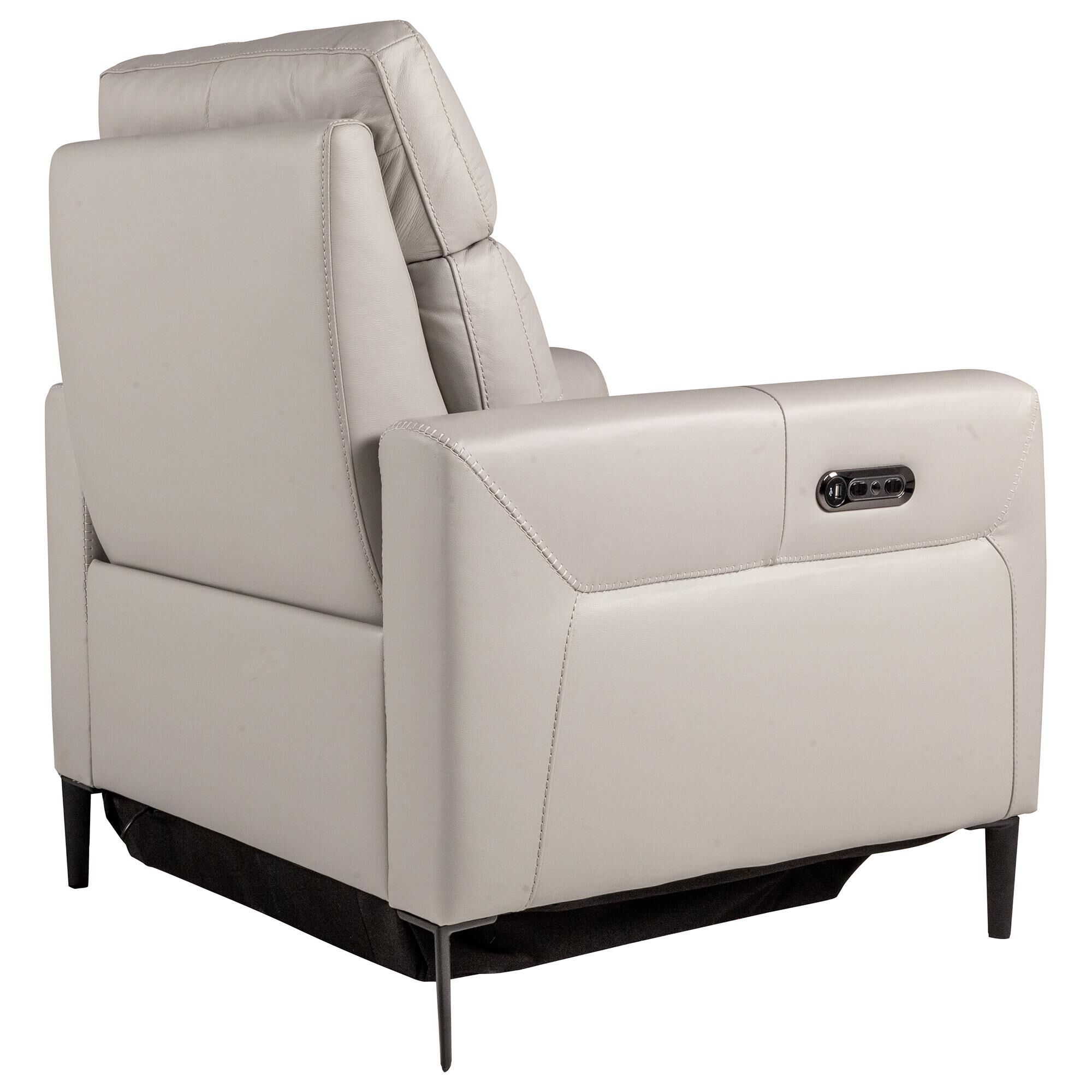 Violino Leather Power Recliner and Headrest in Atollo Dove Grey