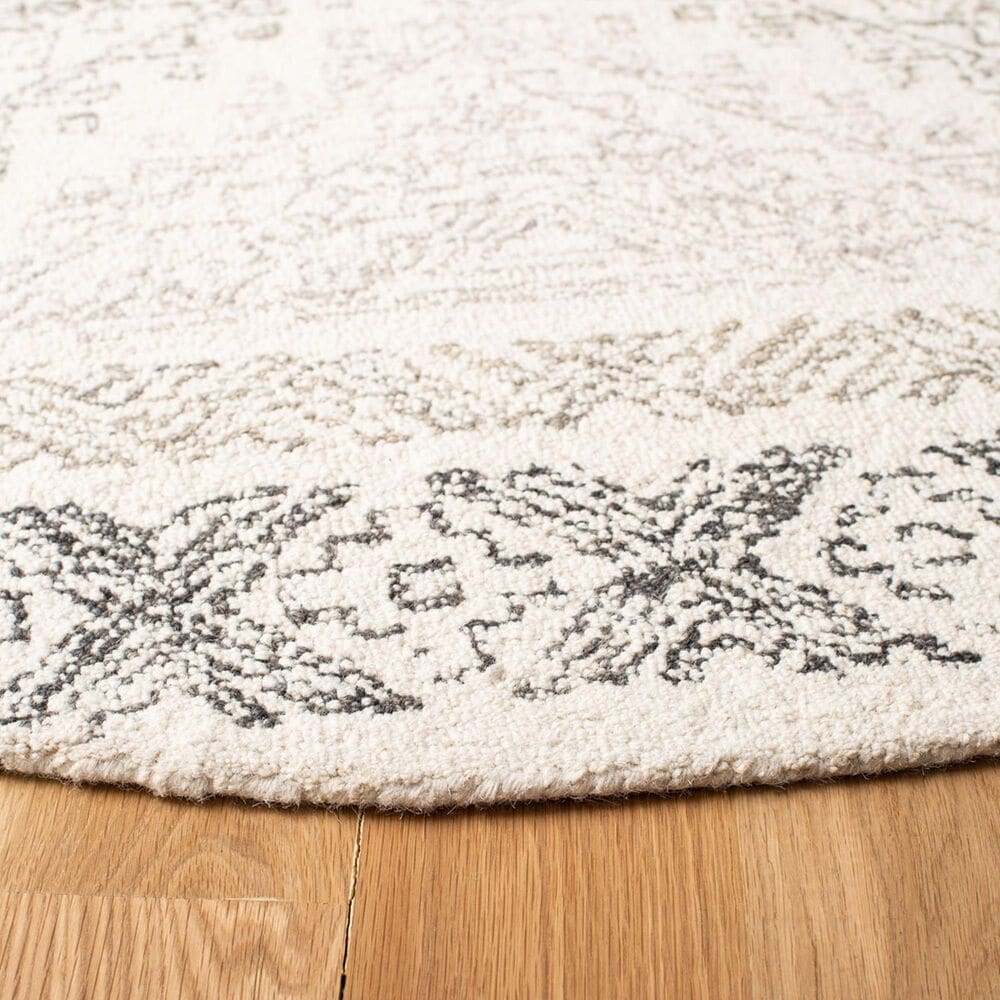 Safavieh Micro-Loop 5&#39; Round Ivory and Light Brown Area Rug, , large