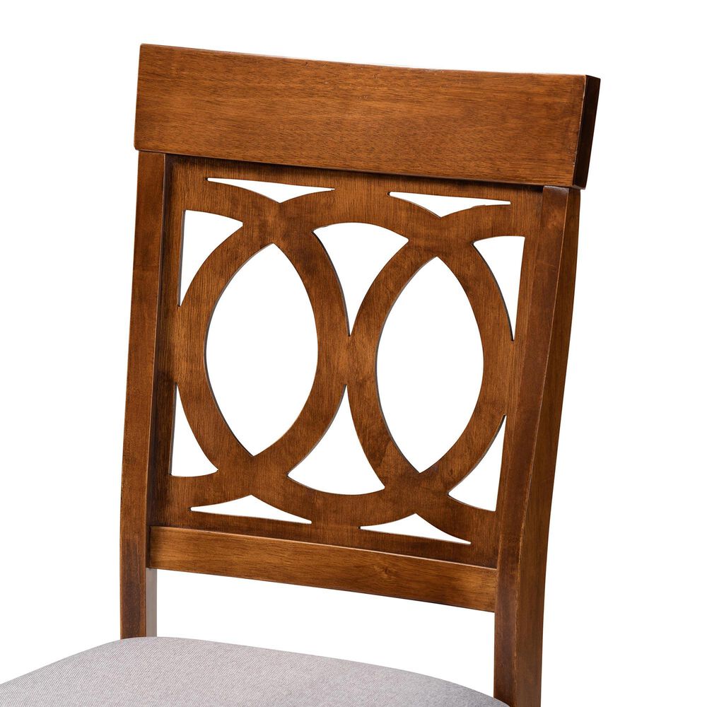 Baxton Studio Lucie Side Chair with Grey Cushion in Walnut Brown (Set of 4), , large
