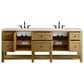 James Martin Breckenridge 84" Double Bathroom Vanity in Light Natural Oak with 3 cm White Zeus Top and Rectangular Sinks, , large