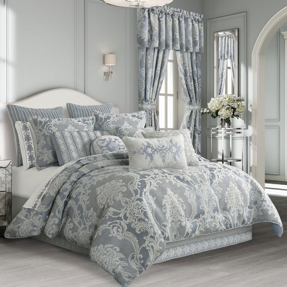 J. Queen New York Queensbury 4-Piece Queen Comforter Set in Steel Blue, , large