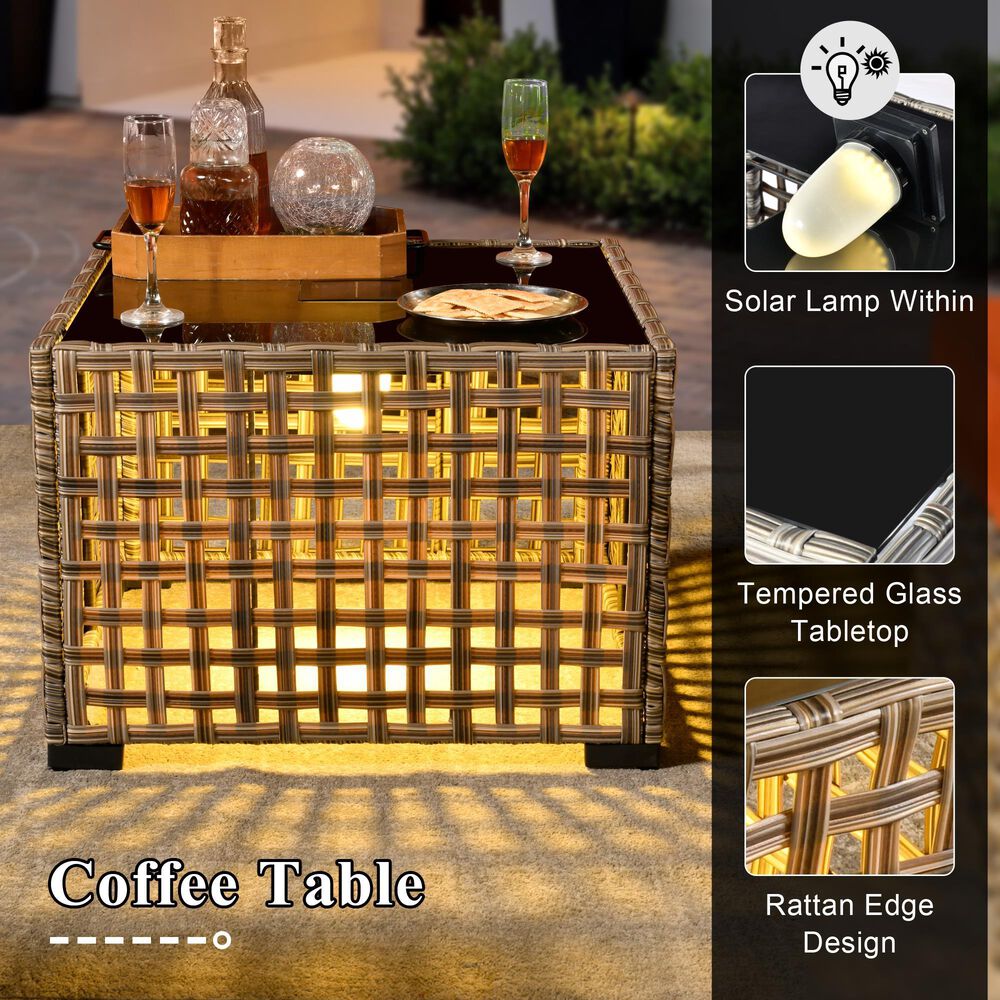 HOMLUX 6-Piece Patio Conversation Set with Coffee Table in Dark Grey, , large
