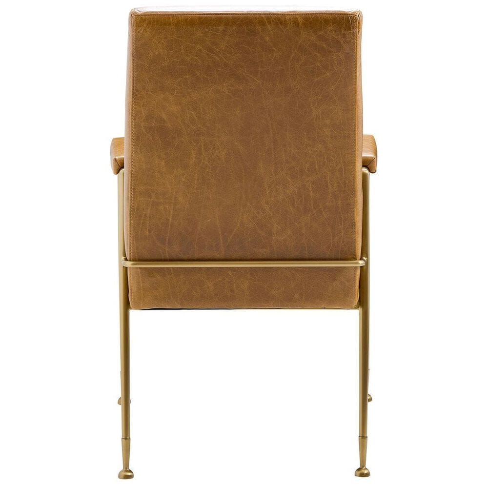 Uttermost Maxim Arm Chair in Light Antique Brass and Top Grain Leather in Parchment, , large