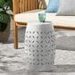 Hearth and Haven Lilac Outdoor Metal Side Table with Cylindrical Design in White, , large