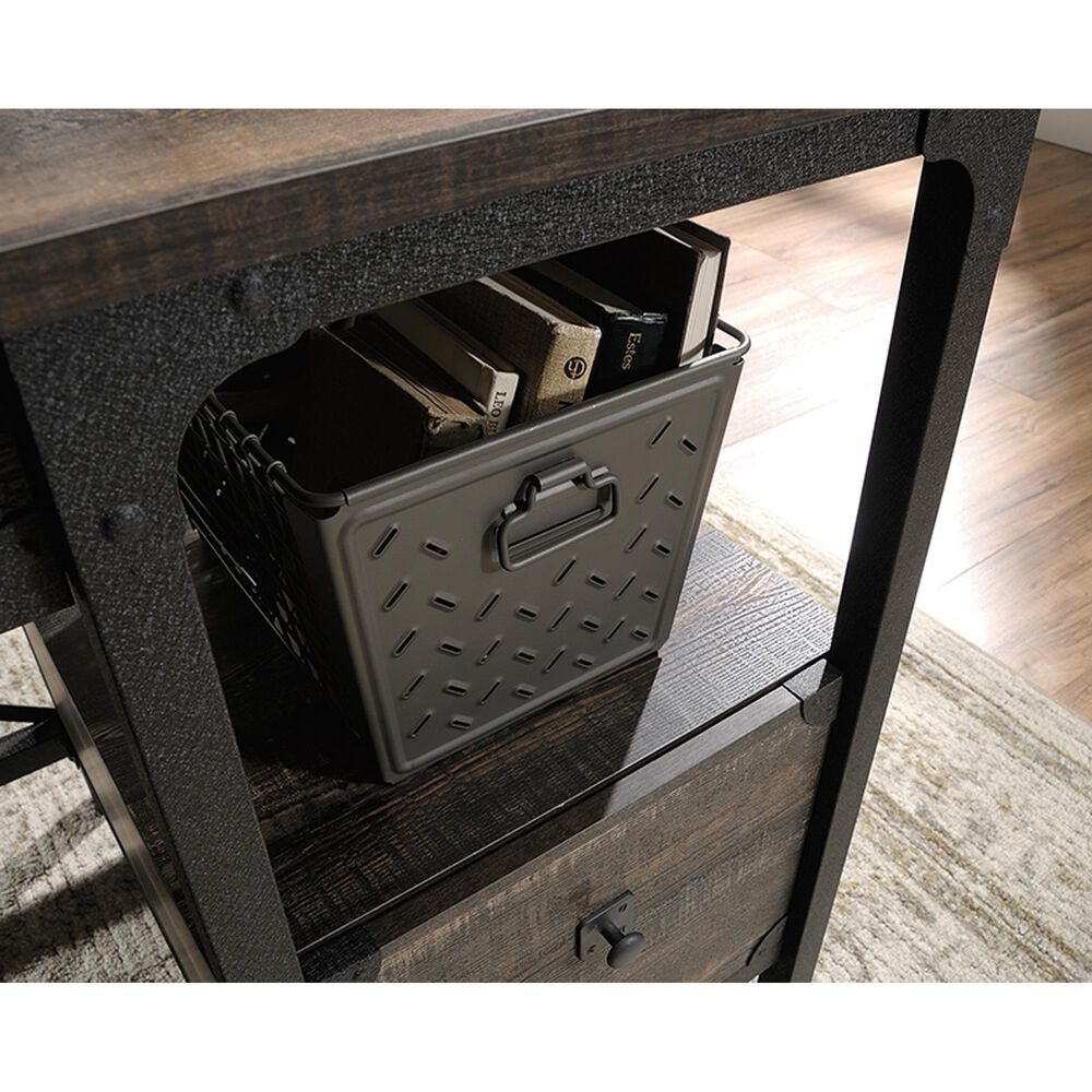 Sauder Steel River Desk in Carbon Oak and Black, , large