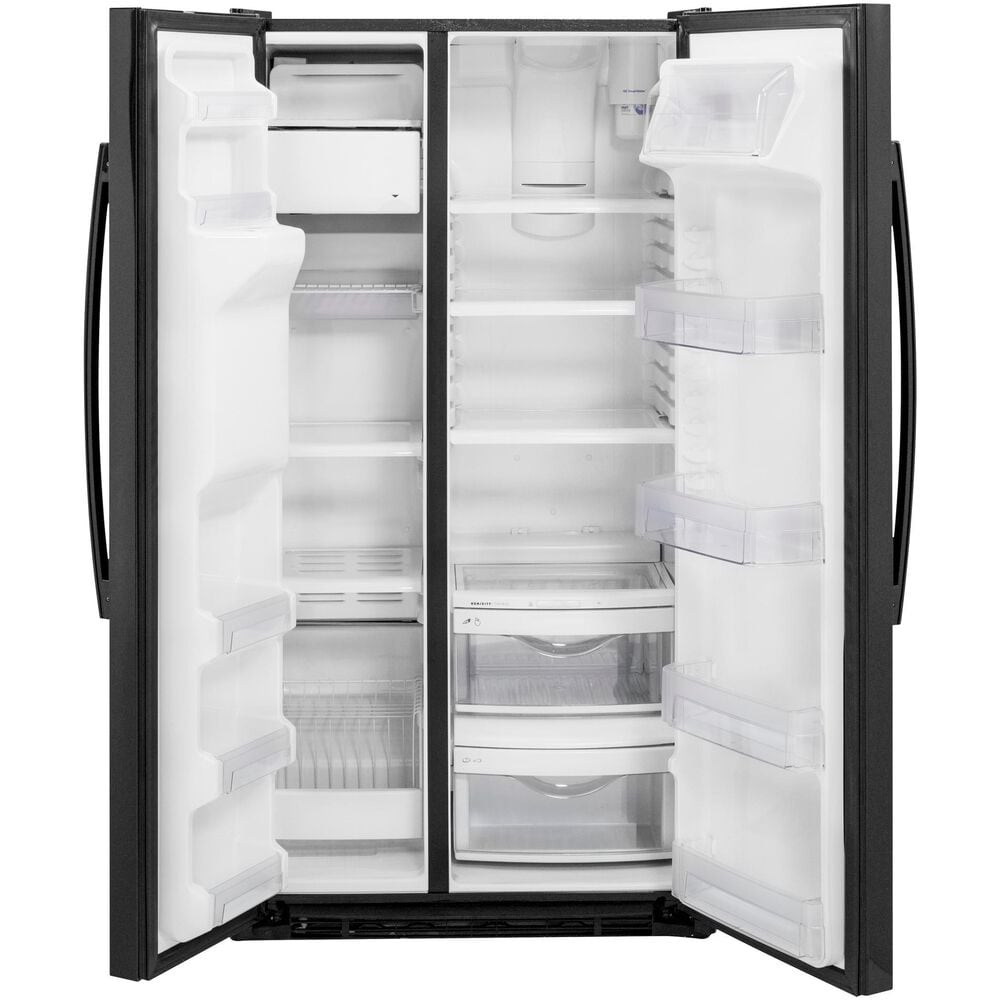 GE Appliances 21.9 Cu. Ft. Counter-Depth Side by Side Refrigerator in Black, , large