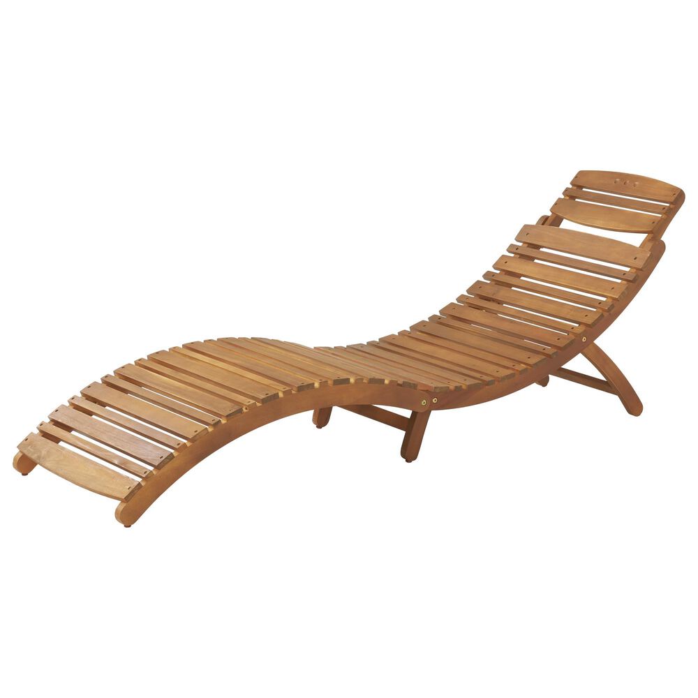 Hearth and Haven Lahaina Outdoor Wood Foldable Chaise Lounge in Brown, , large