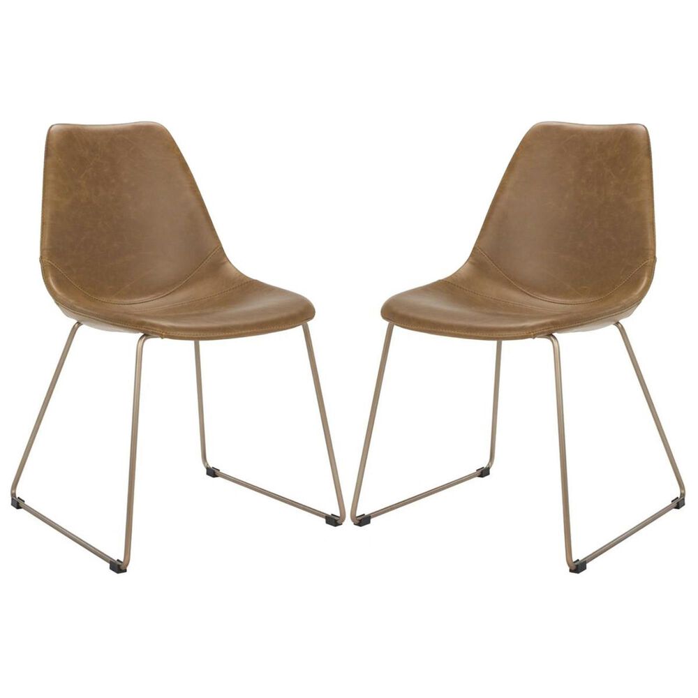 Safavieh Dorian Dining Chair in Light Brown and Copper (Set of 2), , large