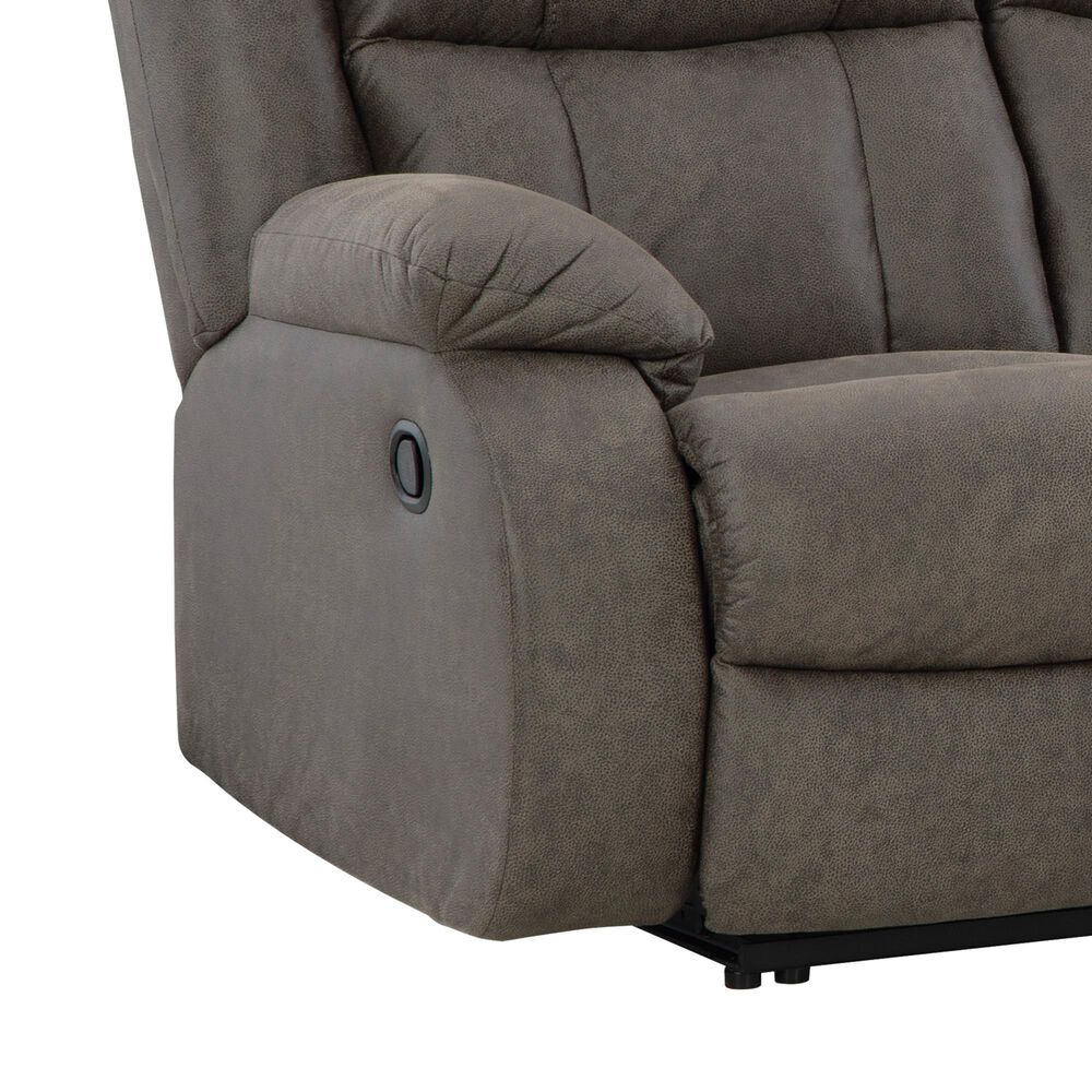 Ashley First Base Manual Reclining Sofa in Gunmetal, , large