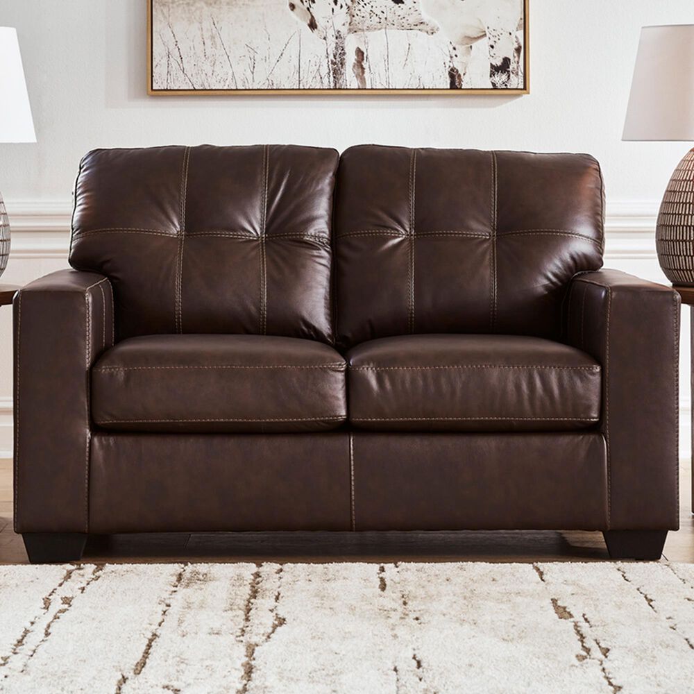 Ashley Santorine Stationary Loveseat in Dark Brown, , large