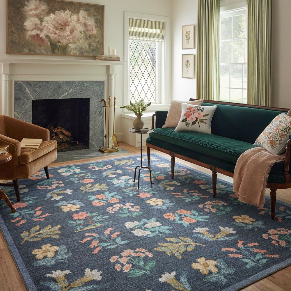Rifle Paper Co. x Loloi Rosa Hawthorne 5&#39; x 7&#39;6&quot; Navy Area Rug, , large