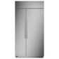 Monogram 42" Smart Built-In Side by Side Refrigerator (Handle Kit Not Included) in Stainless Steel, , large