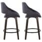 LumiSource Fabrico 26" Swivel Fixed-Height Counter Stool with Charcoal Fabric Upholstery in Black and Glazed Walnut (Set of 2), , large