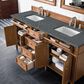 James Martin Vanities Brittany 72" Double Bathroom Vanity in Saddle Brown with 3 cm Parisien Bleu Quartz Top and Rectangular Sinks, , large