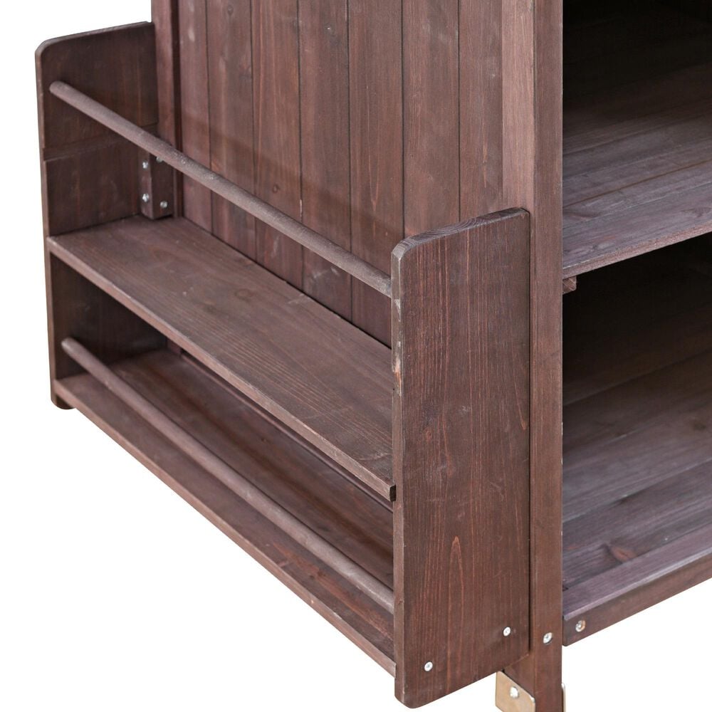 HOMLUX 40.5" Outdoor Kitchen Island with One Drawer in Brown and Stainless Steel, , large