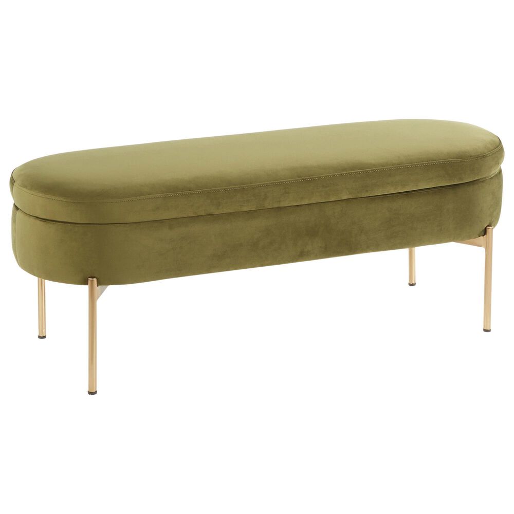 Lumisource Chloe Storage Bench in Green/Gold, , large