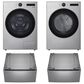 LG Front Load Washer and Gas Dryer with Pedestal in Stainless Still, , large