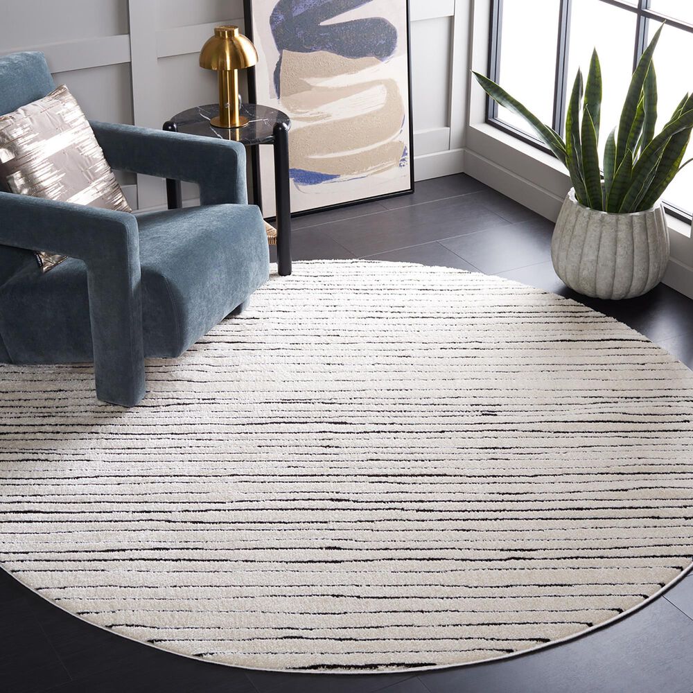 Safavieh Melody MEL118A 6&#39;7&quot; Round Ivory and Black Area Rug, , large