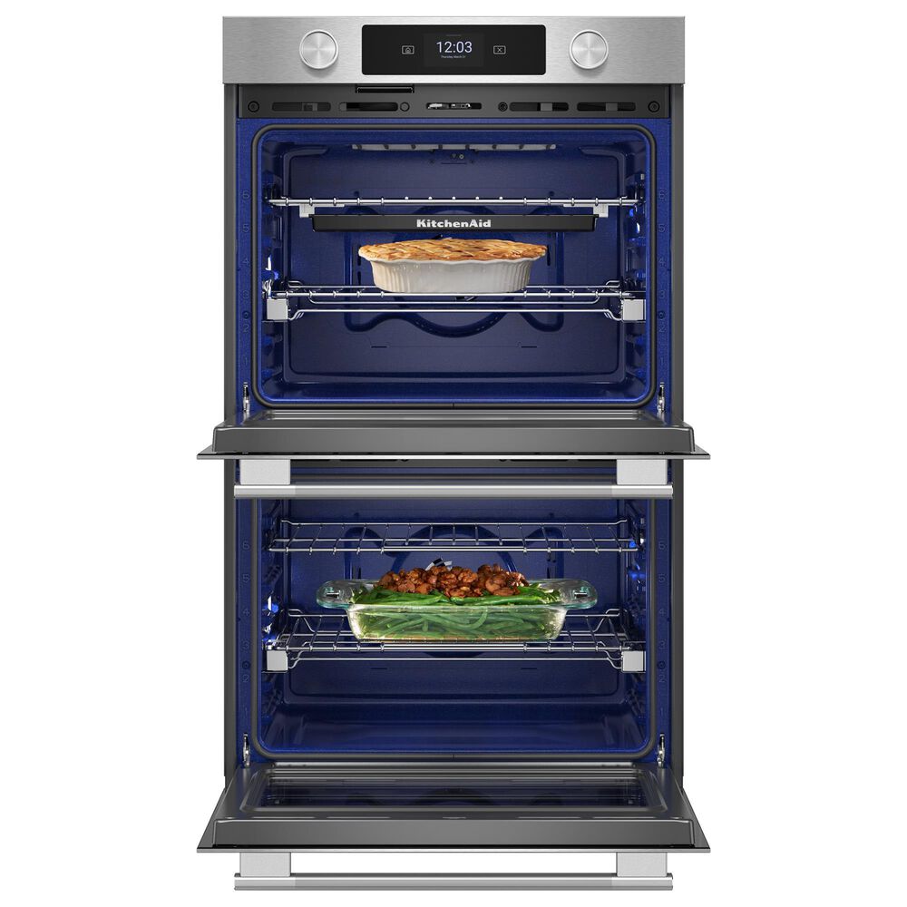 KitchenAid 2-Piece Kitchen Package with PrintShield Stainless Steel 30" Smart Double Wall Oven and Black 30" Electric Cooktop, , large