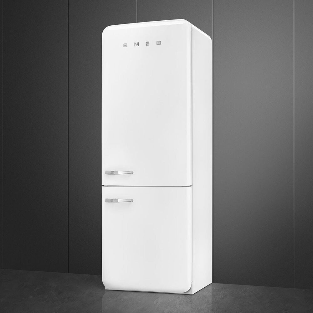 SMEG 18.01 Cu. Ft. Retro Bottom Freeze Refrigerator with Left Hinge in White, , large