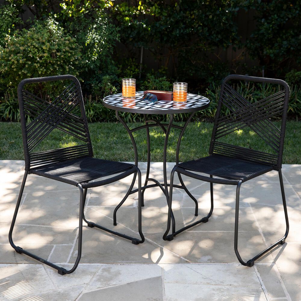 Southern Enterprises Padko Outdoor Rope Chair in Black &#40;Set of 2&#41;, , large