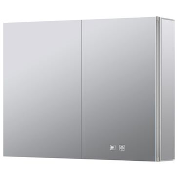 Lexora Home Corsica 36" x 28" LED Mirror Medicine Cabinet with Defogger in Aluminium, , large