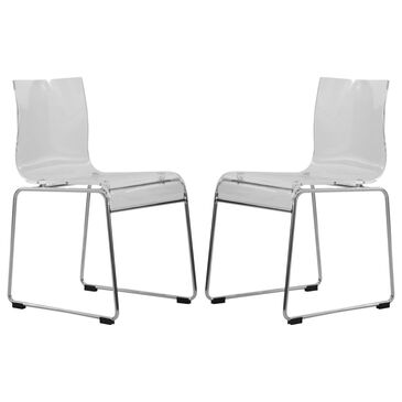 Leisuremod Lima Acrylic Side Chair in Clear and Chrome (Set of 2), , large