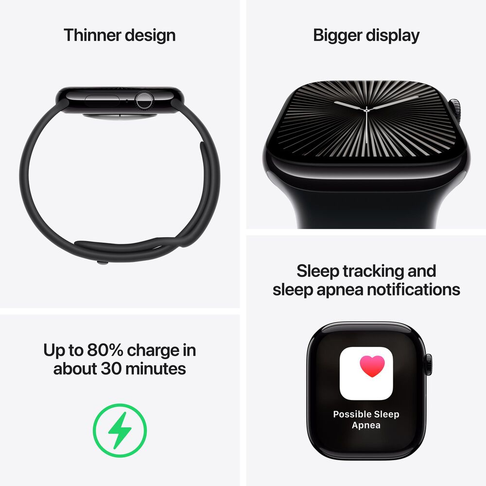 Apple Watch Series 10 GPS + Cellular 46mm Gold Titanium Case with Starlight Sport Band - S/M, , large