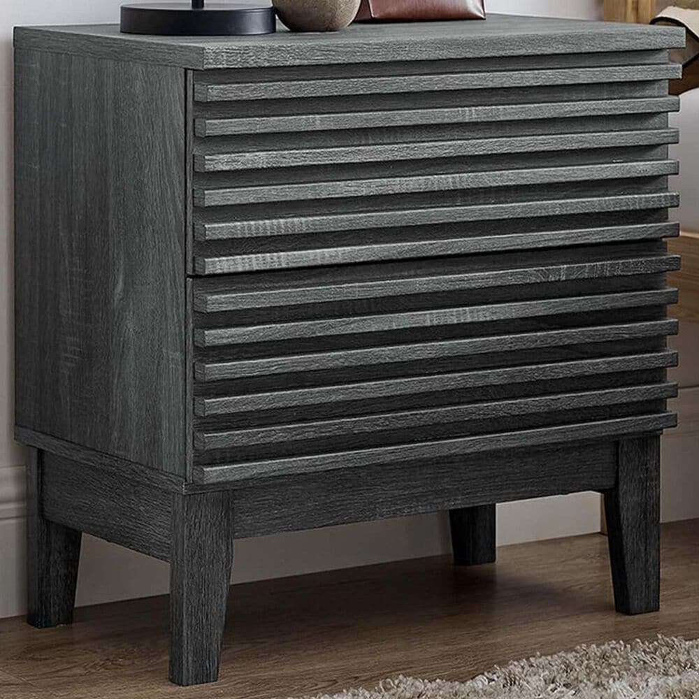 Modway Render 2 Drawer Nightstand in Charcoal, , large