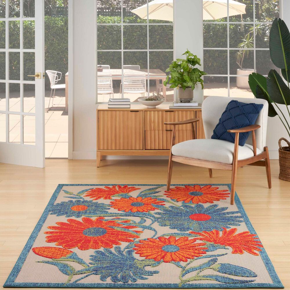 Nourison Aloha ALH33 3&#39;6&quot; x 5&#39;6&quot; Ivory and Multicolor Indoor/Outdoor Area Rug, , large