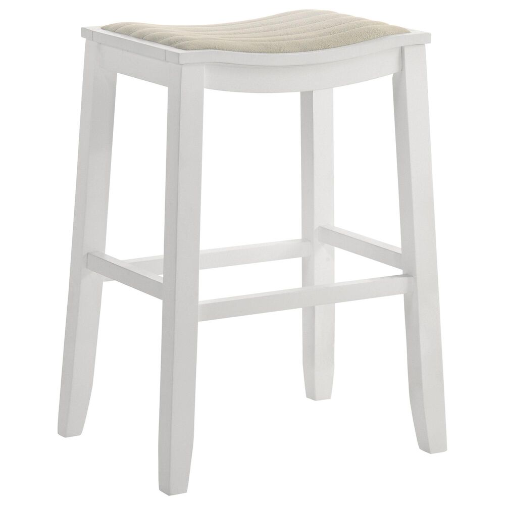 Armen Living Iyani Bar Height Stool in White, , large