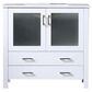 Lexora Home Volez 36" Single Bathroom Vanity in White with 2 cm White Ceramic Top and Rectangular Sink, , large