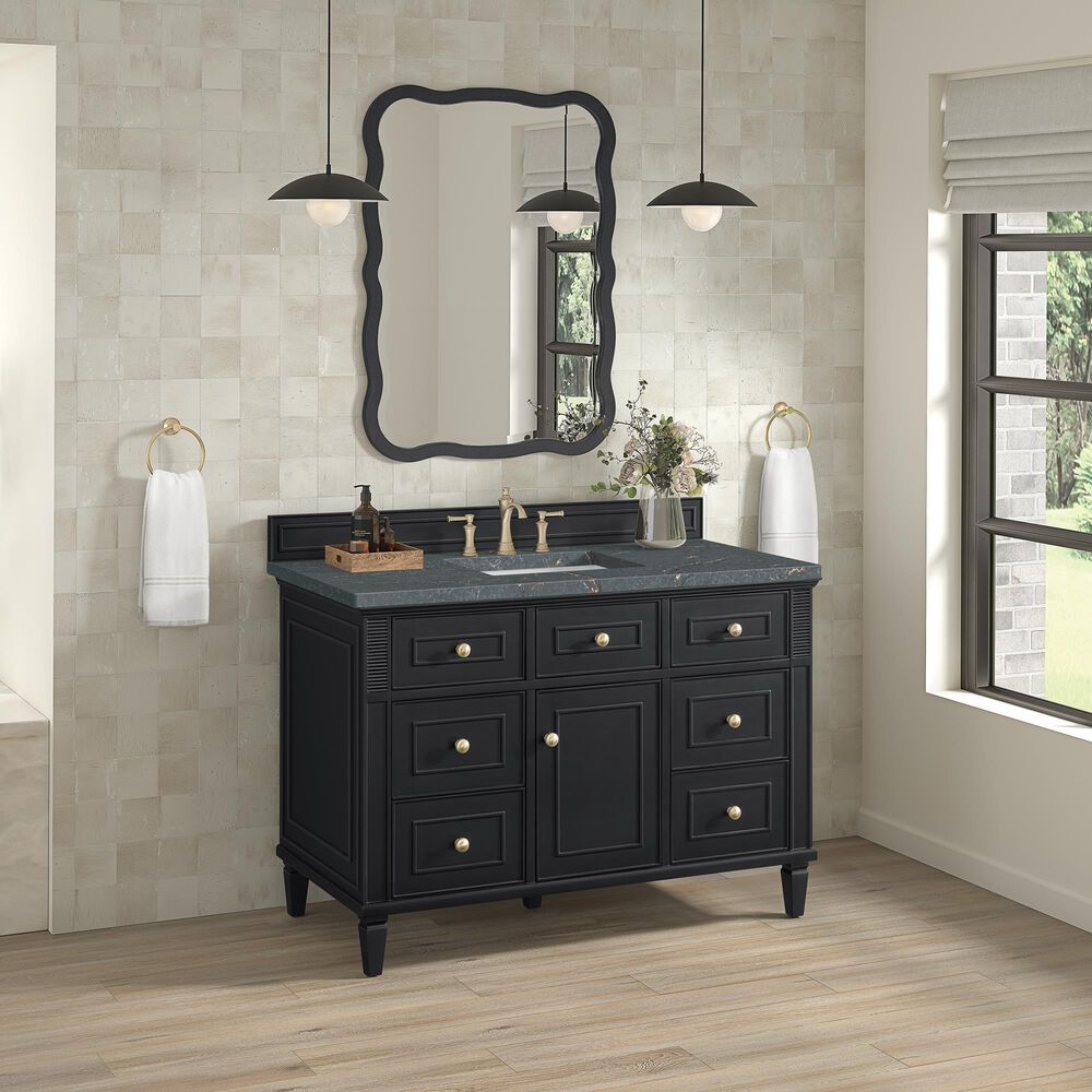James Martin Vanities Lorelai 48&quot; Single Vanity in Black Onyx with 3 cm Parisien Bleu Quartz Top, , large