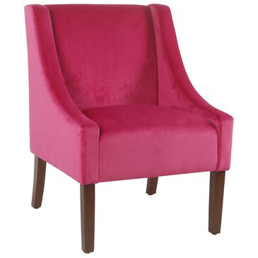 Kinfine Modern Velvet Swoop Arm Accent Chair in Pink, , large