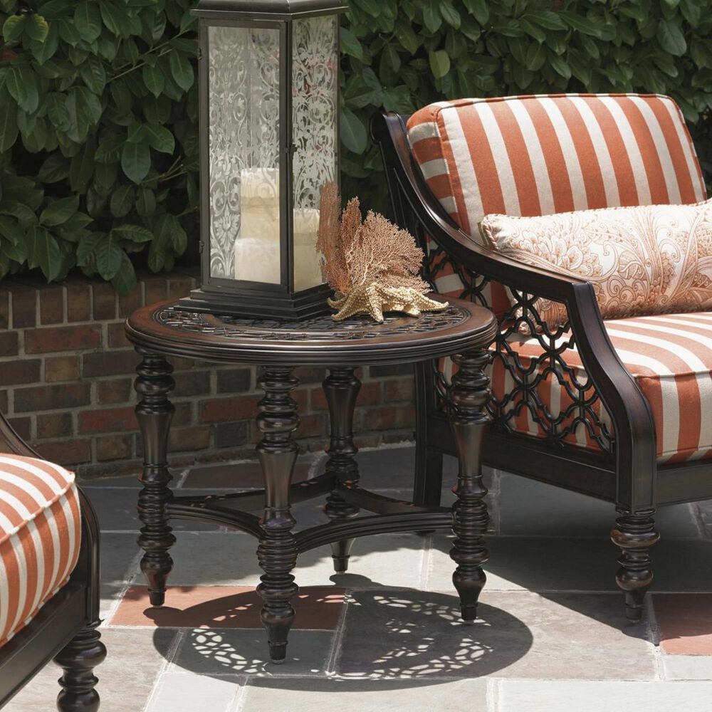 Tommy Bahama Outdoor Living Black Sands Round End Table in Deep Umber, , large