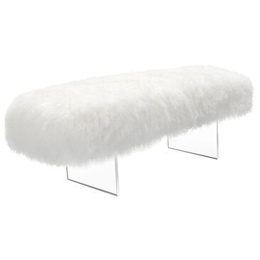 Safavieh Lilliana Ottoman in White Sheepskin, , large