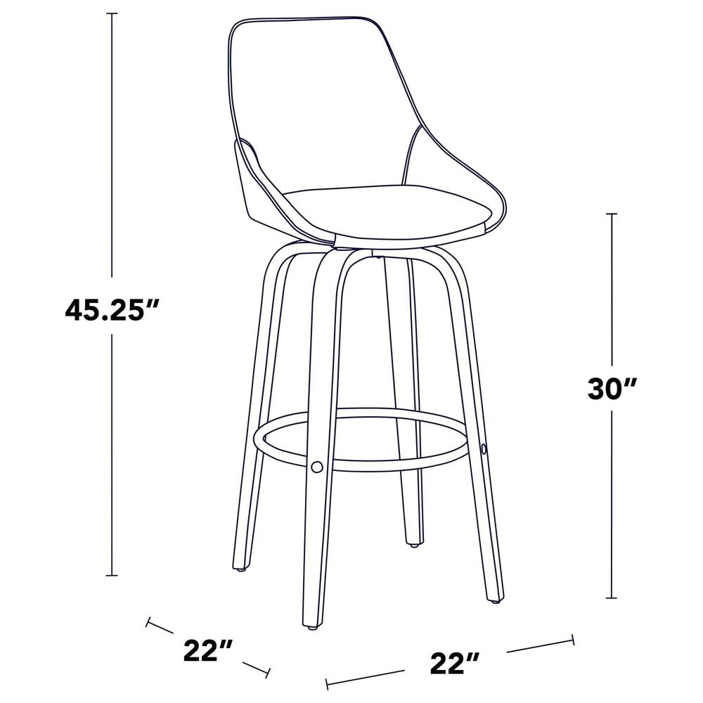 LumiSource Diana 30" Swivel Barstool with Black Faux Leather Upholstery in Walnut and Black (Set of 2), , large