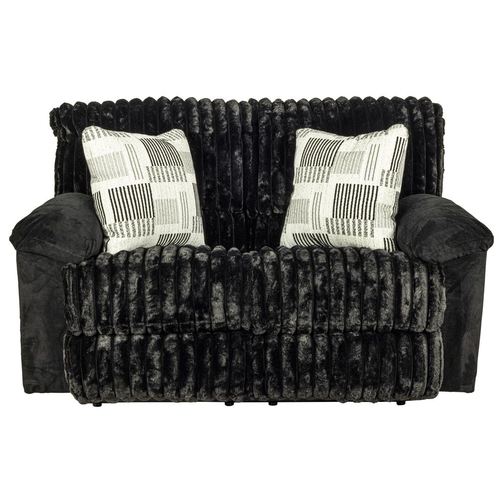 Catnapper Comet Lay Flat Reclining Loveseat in Black, , large