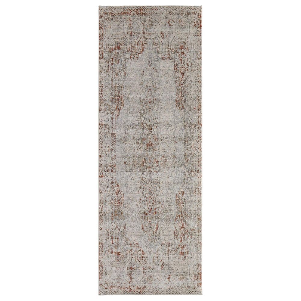Feizy Kaia 3" x 12" Gray and Rust Runner, , large