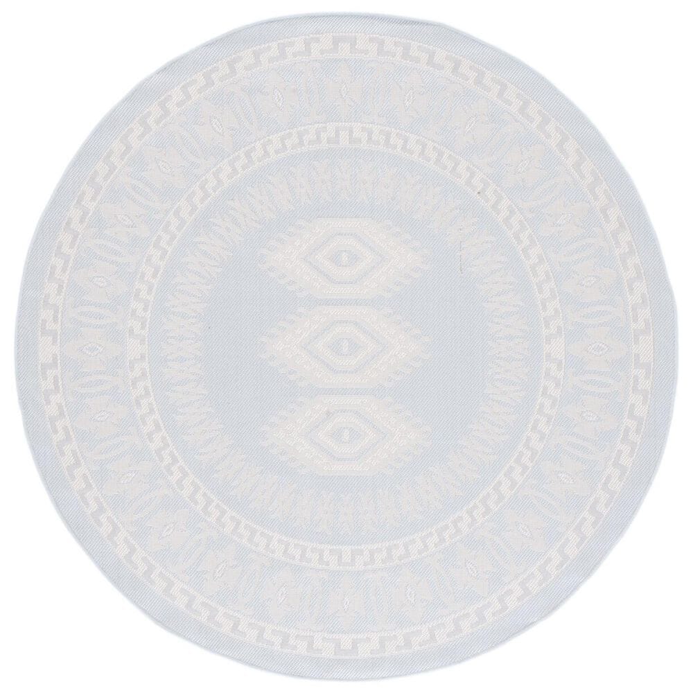 Safavieh Martha Stewart Cyprus 6"7" Round Aqua and Blue Ivory Area Rug, , large