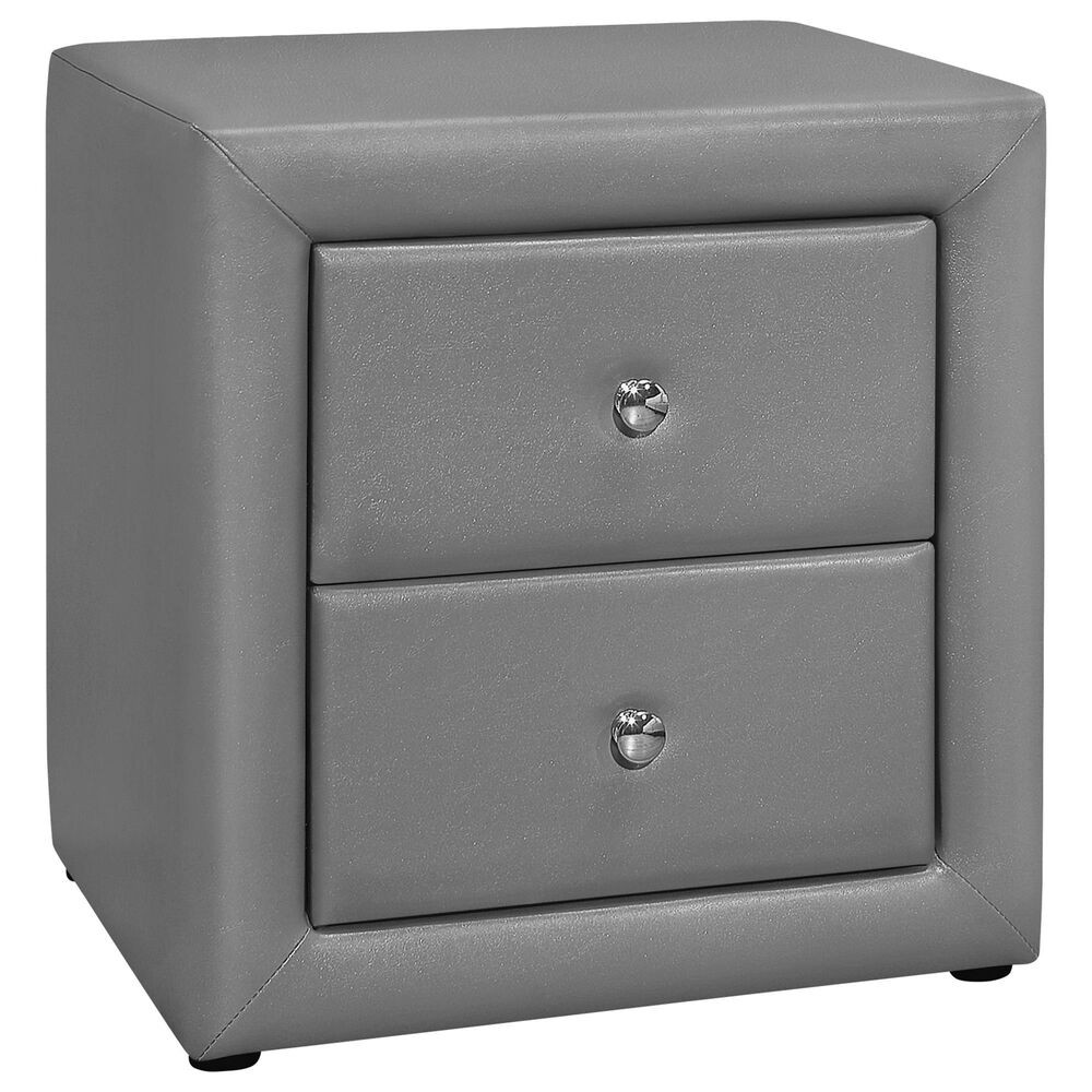 Monarch Specialties 2 Drawer Nightstand in Grey, , large