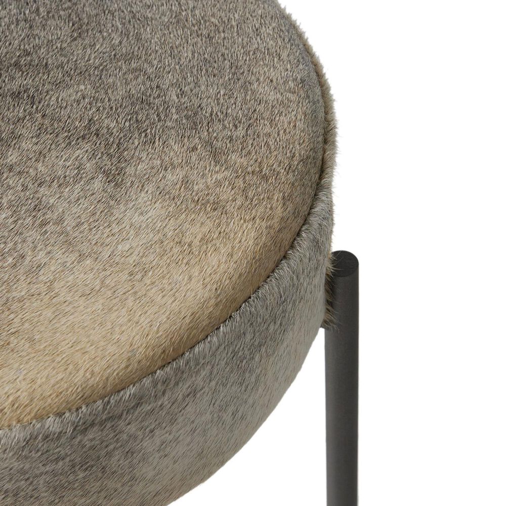 Four Hands Nocona Bar Stool with Black and White Speckled Hide Leather in Gunmetal, , large